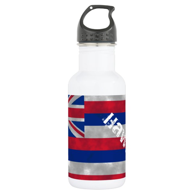 Distressed Flag Hawaii Water Bottle (Front)