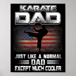 Distressed Flag Karate Dad Father's Day Gift Shirt Poster