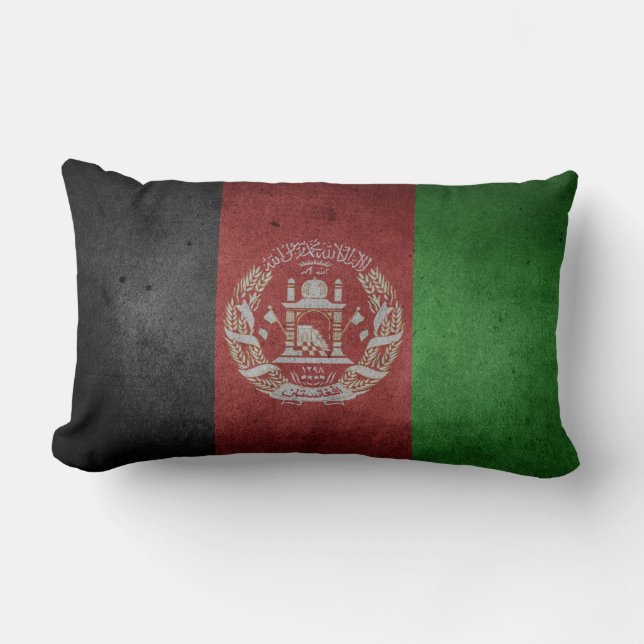 Distressed Flag of Afghanistan Lumbar Pillow (Front)