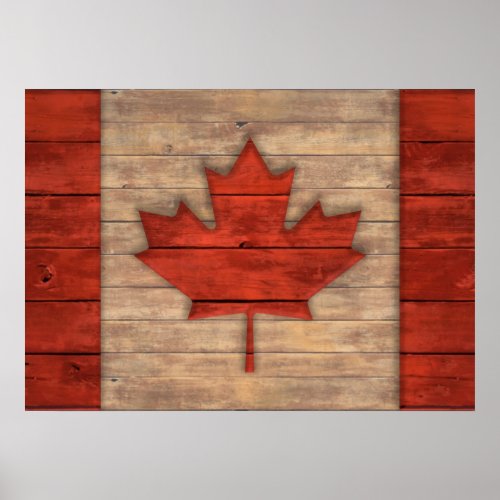 Distressed Flag of Canada Wood Look Poster