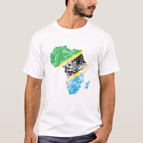 Distressed Flag of Tanzania on continent of Africa T_Shirt