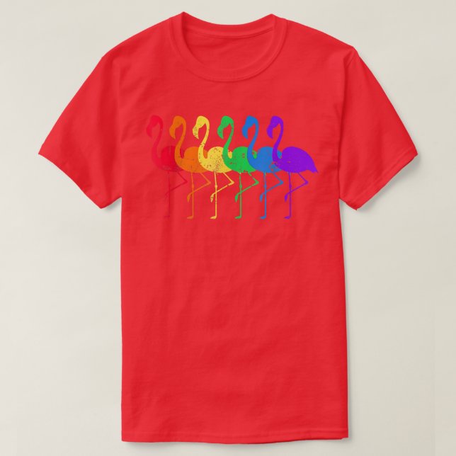 Distressed Flamingo Rainbow LGBT  T-Shirt (Design Front)