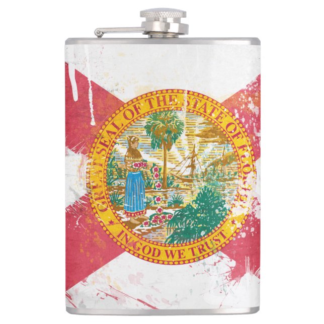 Distressed Florida Flag Flask (Front)