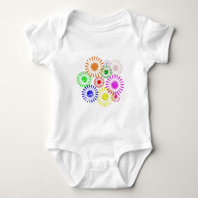 Distressed Flower Burst Baby Bodysuit (Front)