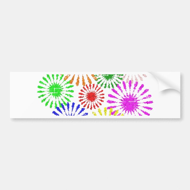 Distressed Flower Burst Bumper Sticker (Front)