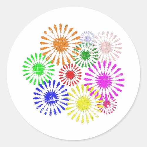 Distressed Flower Burst Classic Round Sticker