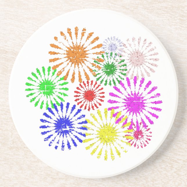 Distressed Flower Burst Drink Coaster (Front)