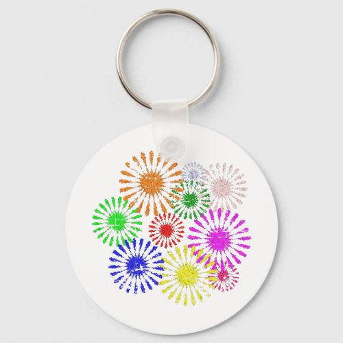 Distressed Flower Burst Keychain