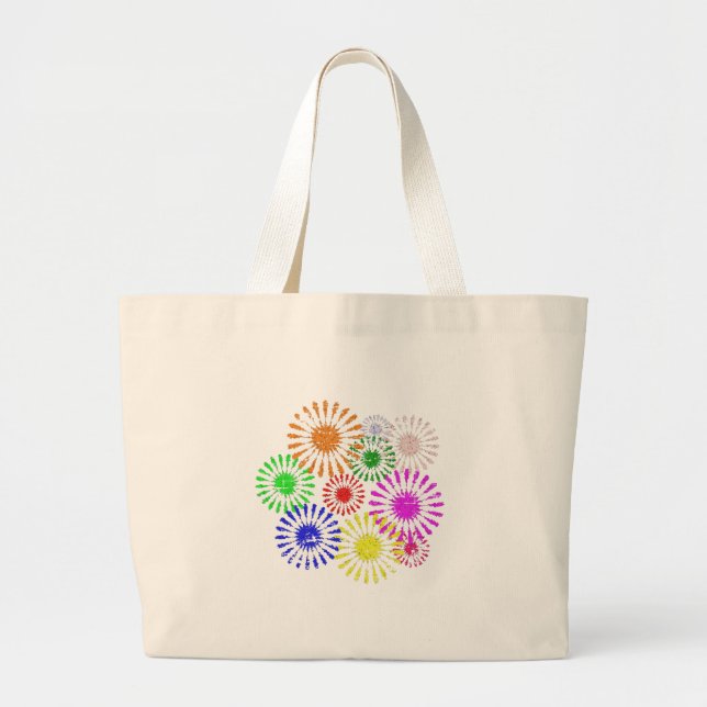 Distressed Flower Burst Large Tote Bag (Front)