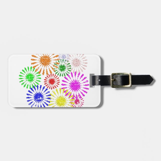 Distressed Flower Burst Luggage Tag (Front Horizontal)