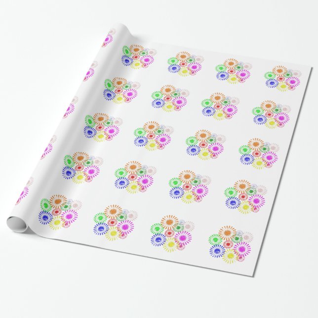 Distressed Flower Burst Wrapping Paper (Unrolled)