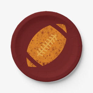 Distressed Football Birthday Party Maroon Gold Paper Plates