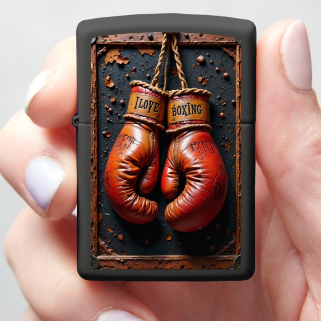 Distressed Frame Boxing Gloves Zippo Lighter (In Hand)