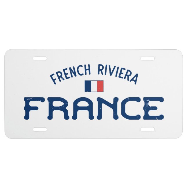 Distressed French Riviera France License Plate (Front)