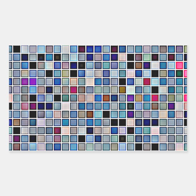 Distressed Funky Blue 'Bathroom Tiles' Pattern Rectangular Sticker (Front)