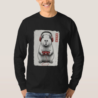 Distressed Gamer Japanese Art Funny Capybara Video T-Shirt