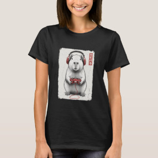 Distressed Gamer Japanese Art Funny Capybara Video T-Shirt