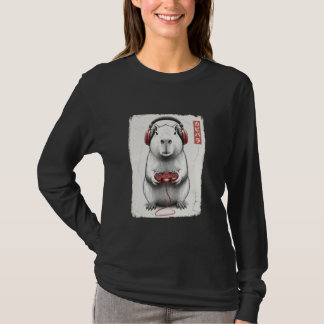 Distressed Gamer Japanese Art Funny Capybara Video T-Shirt