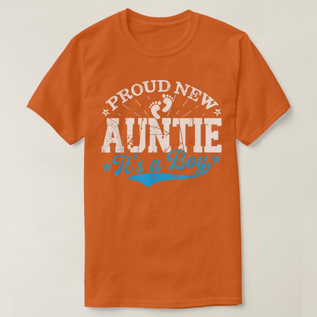 Distressed Gender Reveal Proud New Auntie It's A B T-Shirt (Design Front)