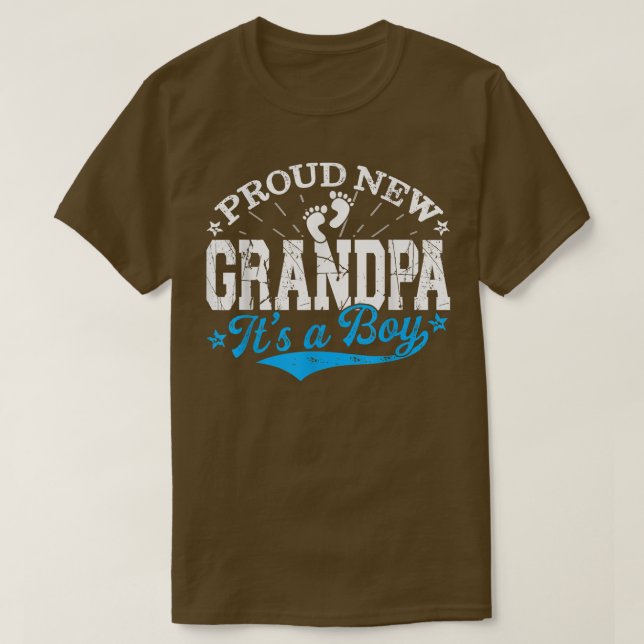 Distressed Gender Reveal Proud New Grandpa It's A  T-Shirt (Design Front)