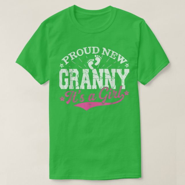 Distressed Gender Reveal Proud New Granny It's A G T-Shirt (Design Front)