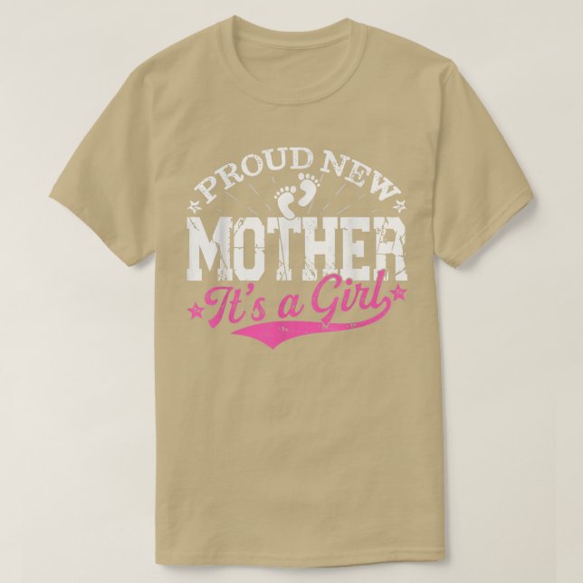 Distressed Gender Reveal Proud New Mother It's A G T-Shirt (Design Front)