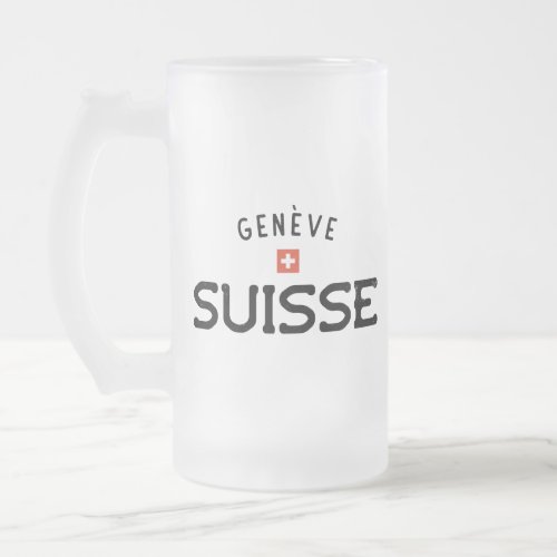 Distressed Geneve Suisse Geneva Switzerland Frosted Glass Beer Mug