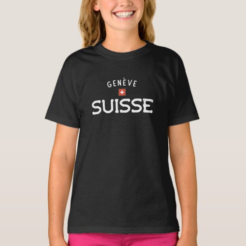 Distressed Geneve Suisse Geneva Switzerland T_Shirt
