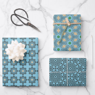 Distressed Geometric Mandala Pattern Wrapping Paper Sheets