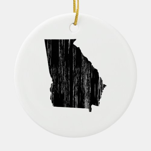 Distressed Georgia State Outline Ceramic Ornament