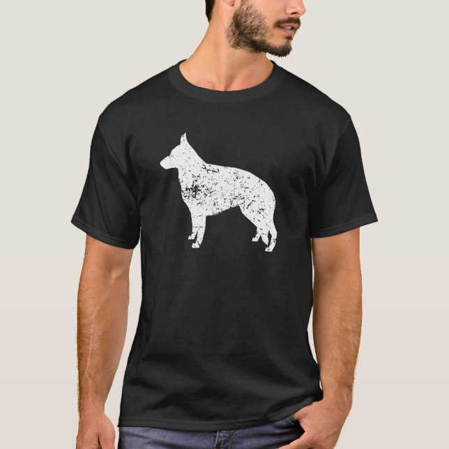 Distressed German Shepherd Silhouette Dog Owner T-Shirt (Front)