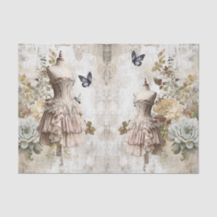 Distressed Girly Ephemera Floral Fashion Scrapbook Tissue Paper
