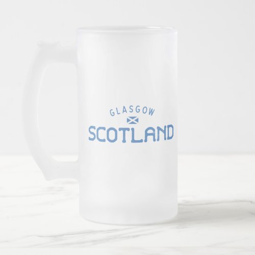 Distressed Glasgow Scotland Frosted Glass Beer Mug