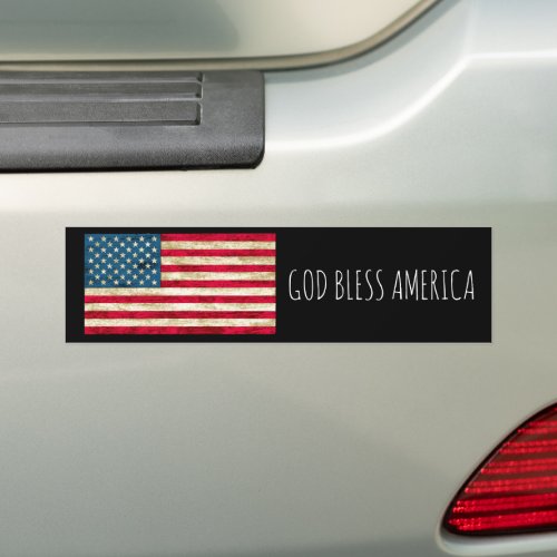Distressed God Bless America Flag Bumper Sticker