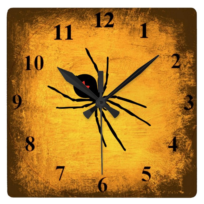 Distressed Gold Black Widow Wall Clock