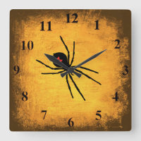 Distressed Gold Black Widow Wall Clock