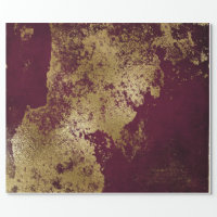 Distressed Gold Burgundy Red Rust Wrap Wrapping Paper