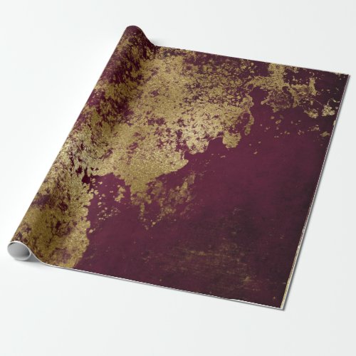 Distressed Gold Burgundy Red Rust Wrap Wrapping Paper