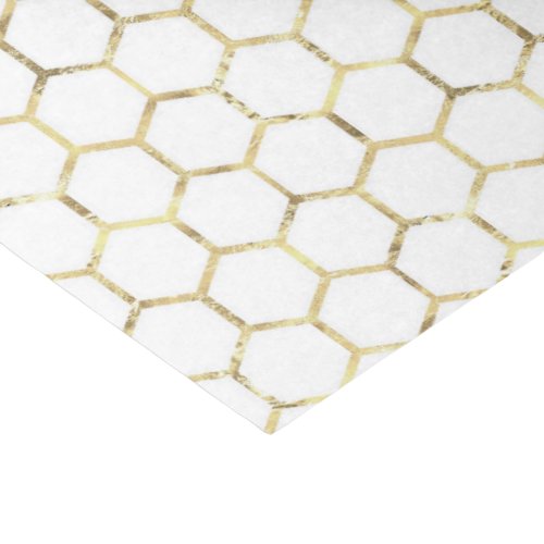 Distressed Gold Foil Honeycomb Pattern on White  Tissue Paper
