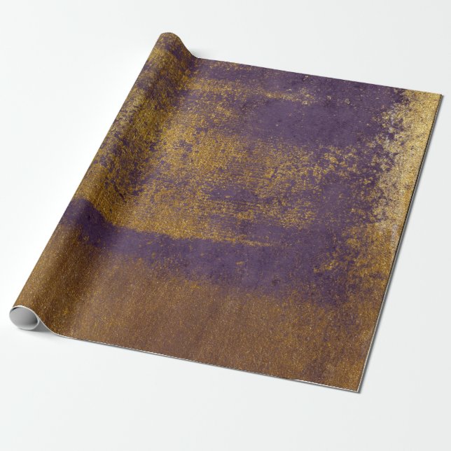 Distressed Gold Plum Purple Wrap Wrapping Paper (Unrolled)