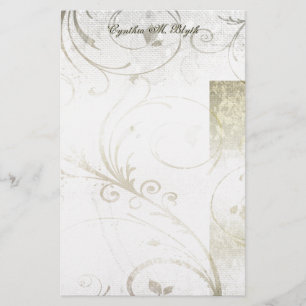 Distressed Gold, Silver, & White Stationery