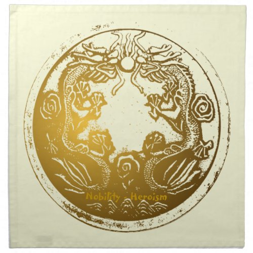 Distressed Golden Chinese Dragon Prosperity Wishes Napkin