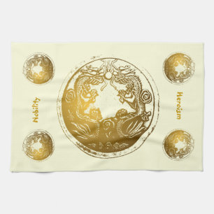 Distressed Golden Dragons - Nobility, Heroism Kitchen Towel