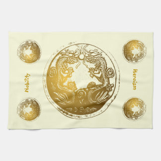 Distressed Golden Dragons - Nobility, Heroism Kitchen Towel