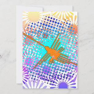 Distressed Golden Nazca Lines Hummingbird Card