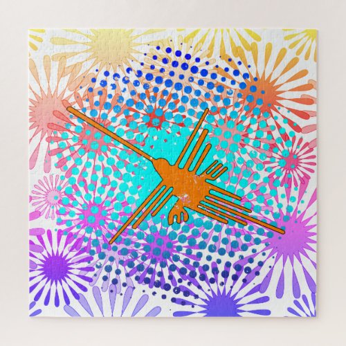 Distressed Golden Nazca Lines Hummingbird Jigsaw Puzzle