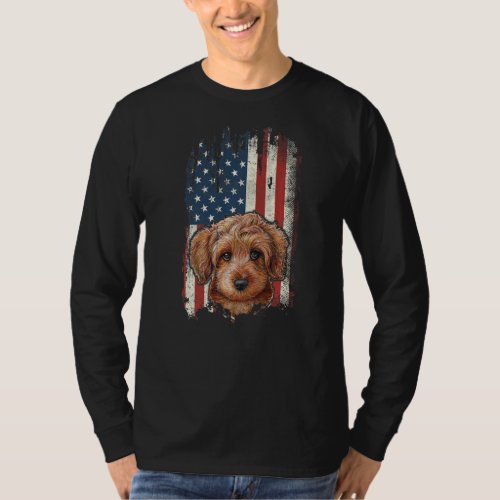 Distressed Goldendoodle American Flag Patriotic Do T_Shirt