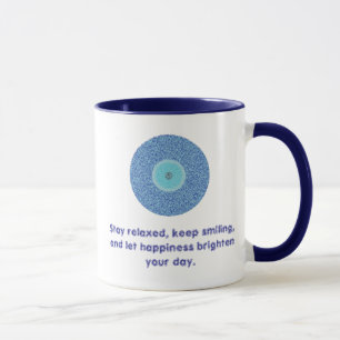 Distressed Good Vibes Blue Evil Eye Heart Pattern Mug