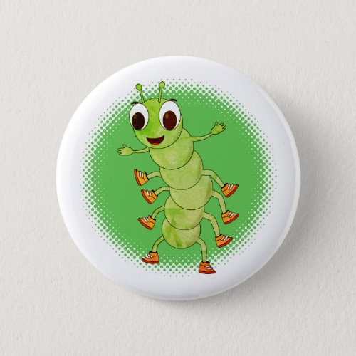 Distressed Green Caterpillar Button
