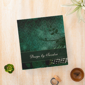 Distressed Green Damask Binder